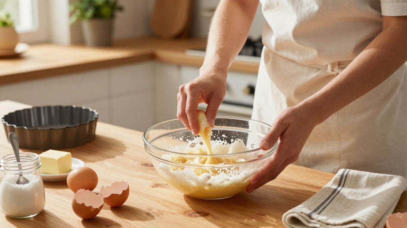 Pessoa a espremer sumo de limão numa tigela com ingredientes para cozinhar numa cozinha moderna e luminosa.
